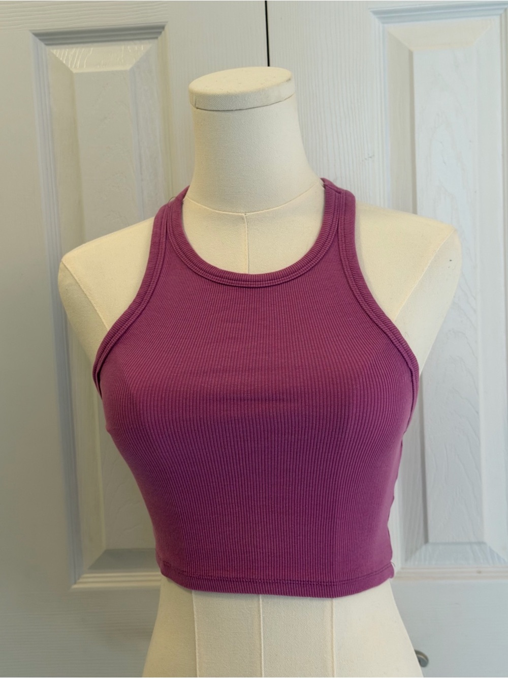 ZARA Magenta Purple Ribbed Racerback Cropped Tank Top Size M